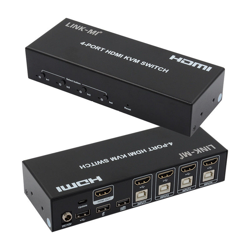 কোন বিলম্ব নেই HDMI KVM সুইচ 4 পোর্ট আইপি Kvm HDMI সমর্থন হট কী স্বয়ংক্রিয় সুইচিং
