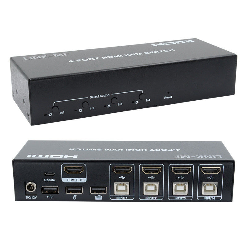 কোন বিলম্ব নেই HDMI KVM সুইচ 4 পোর্ট আইপি Kvm HDMI সমর্থন হট কী স্বয়ংক্রিয় সুইচিং