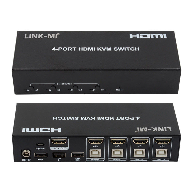 কোন বিলম্ব নেই HDMI KVM সুইচ 4 পোর্ট আইপি Kvm HDMI সমর্থন হট কী স্বয়ংক্রিয় সুইচিং