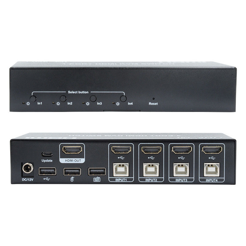 4 পোর্ট কেভিএম সুইচ HDMI 4K 30Hz হট কী স্বয়ংক্রিয় সুইচিং কোন বিলম্ব ইউএসবি সুইচ