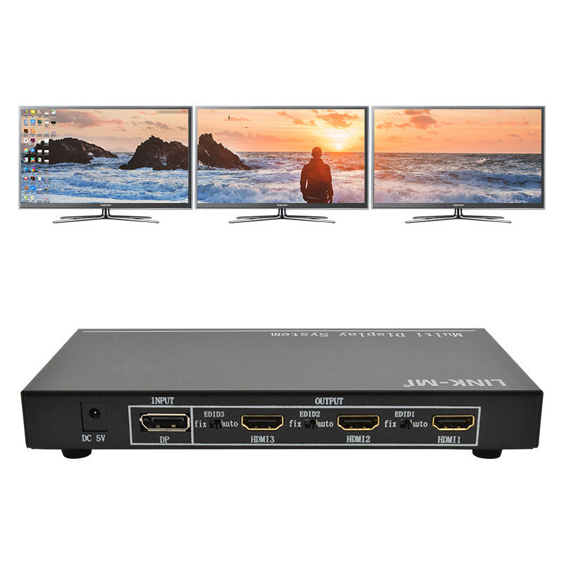 5760x1080 UHD 1X3 ভিডিও ওয়াল কন্ট্রোলার প্রসেসর মাল্টি স্ক্রিন স্প্লাইসার 1 ডিপি ইন 3 HDMI আউট