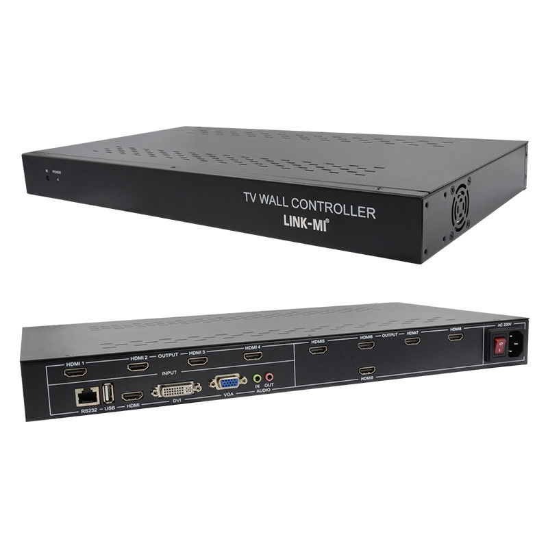 9 চ্যানেল HDMI ভিডিও ওয়াল কন্ট্রোলার 3X3 জুম সাবটাইটেলস মাল্টি ডিসপ্লে কন্ট্রোলার বিজ্ঞাপনের জন্য