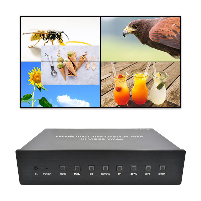 HDMI 2X2 4K ভিডিও ওয়াল কন্ট্রোলার মিডিয়া প্লেয়ার টিভি ওয়াল প্রসেসর 4 টি টিভি জন্য