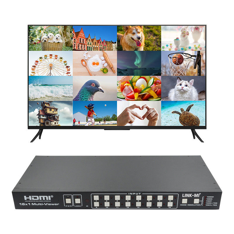 16X1 AV 4K কোয়াড মাল্টিভিউয়ার 16 ইন 1 আউট সিমলেস ভিডিও স্যুইচার প্রসেসর