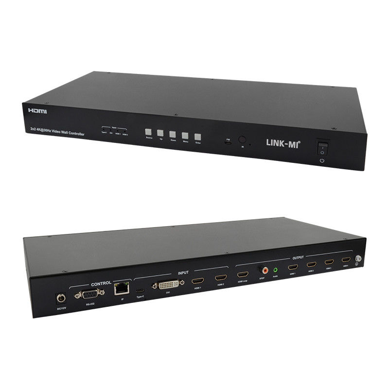 4K ভিডিও ওয়াল ম্যাট্রিক্স কন্ট্রোলার 2x2 1x4 4x1 10x10 স্প্লাইসিং ডিসপ্লে ইউএসবি টাইপ সি ডিভিআই