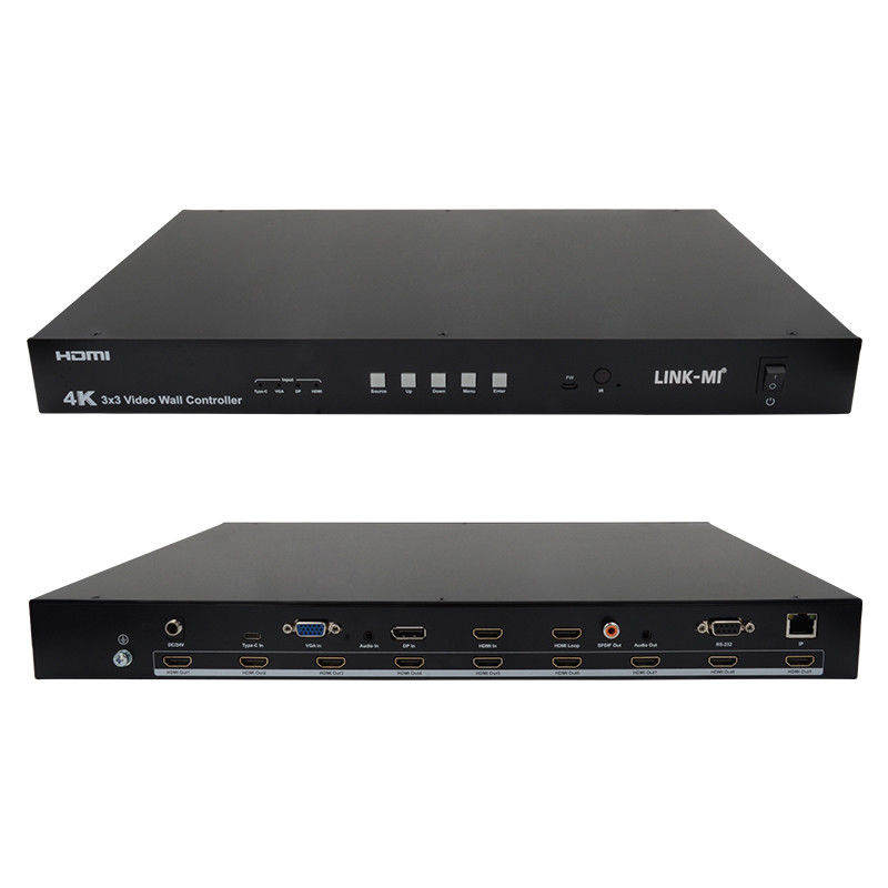 আল্ট্রা এইচডি 4 কে ভিডিও ওয়াল কন্ট্রোলার HDMI DP 3x3 ভিডিও ওয়াল প্রসেসর ভিজিএ ইউএসবি টাইপ-সি