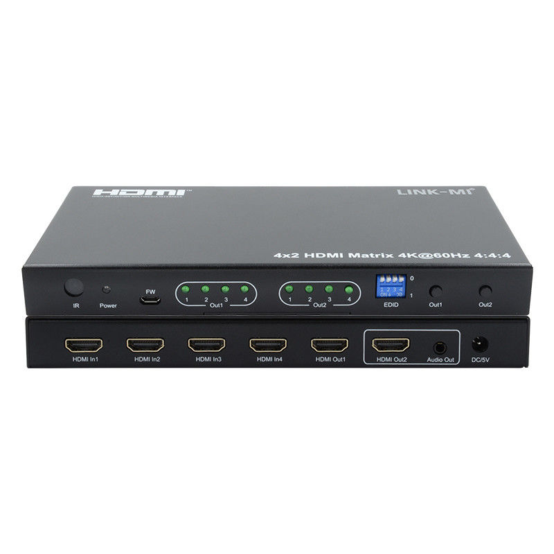 HDMI 4x2 ম্যাট্রিক্স সুইচার 4K@60hz YUV4:4৪ ১৮ গিগাবাইটস এইচডিসিপি২.২ ৪ ইন ২ আউট এইচডিএমআই ভিডিও সুইচার