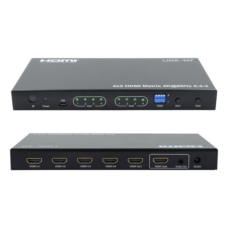 HDMI 4x2 ম্যাট্রিক্স সুইচার 4K@60hz YUV4:4৪ ১৮ গিগাবাইটস এইচডিসিপি২.২ ৪ ইন ২ আউট এইচডিএমআই ভিডিও সুইচার