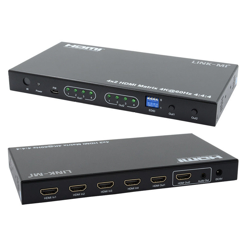 HDMI 4x2 ম্যাট্রিক্স সুইচার 4K@60hz YUV4:4৪ ১৮ গিগাবাইটস এইচডিসিপি২.২ ৪ ইন ২ আউট এইচডিএমআই ভিডিও সুইচার