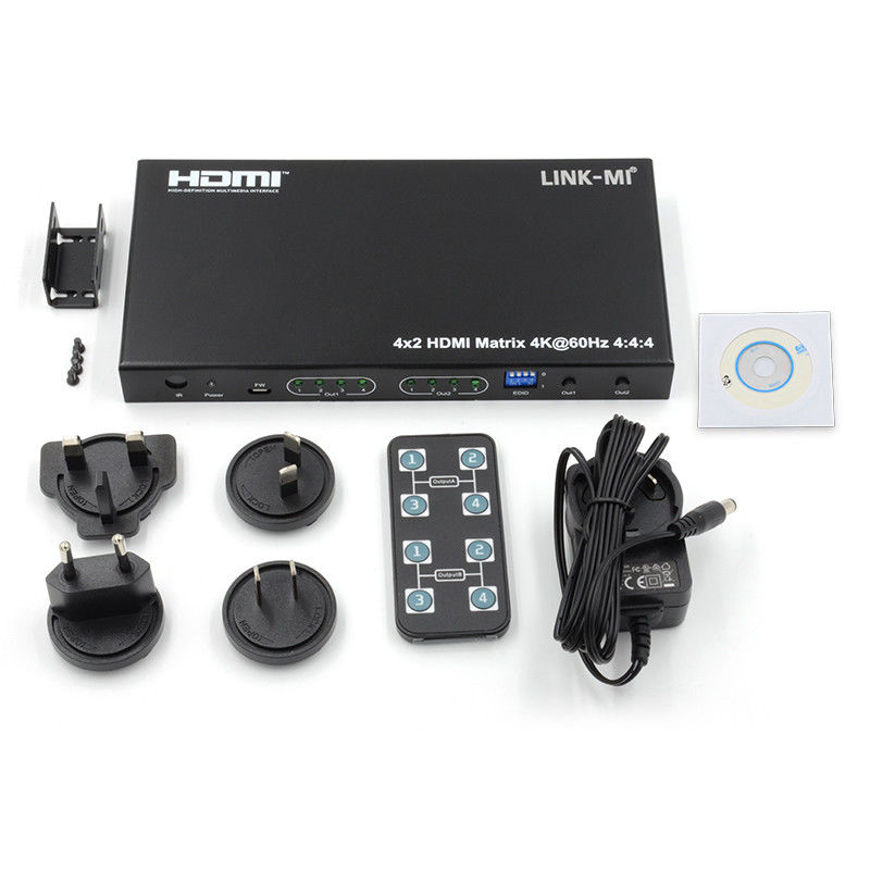 HDMI 4x2 ম্যাট্রিক্স সুইচার 4K@60hz YUV4:4৪ ১৮ গিগাবাইটস এইচডিসিপি২.২ ৪ ইন ২ আউট এইচডিএমআই ভিডিও সুইচার