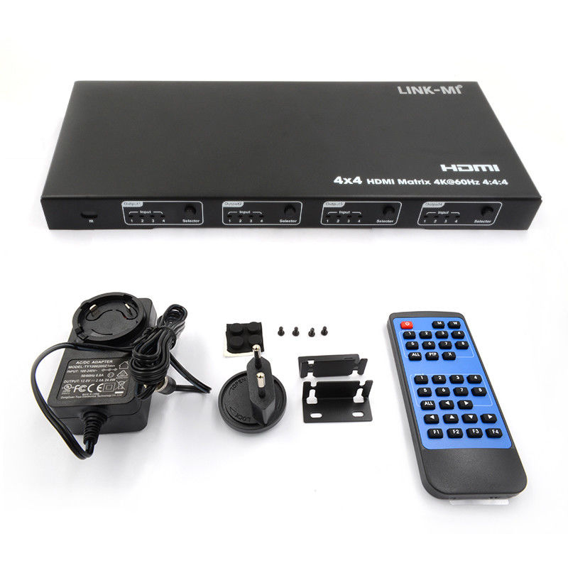 Rs232 4x4 এইচডিএমআই ম্যাট্রিক্স সুইচ সমর্থন 4K 60Hz 18Gbps EDID 4 থেকে 4 এইচডিএমআই ভিডিও সুইচ