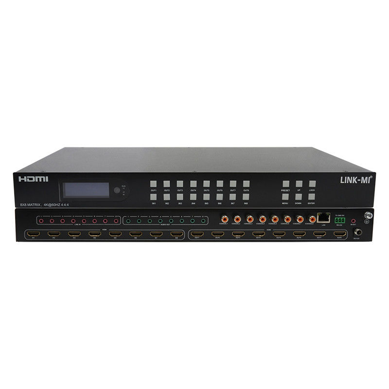 অ্যানালগ অডিও এক্সট্রাকশন সাপোর্ট সহ 8x8 HDMI ম্যাট্রিক্স 4 কে এইচডিএমআই সুইচার 18 গিগাবাইট / সেকেন্ড এইচডিআর