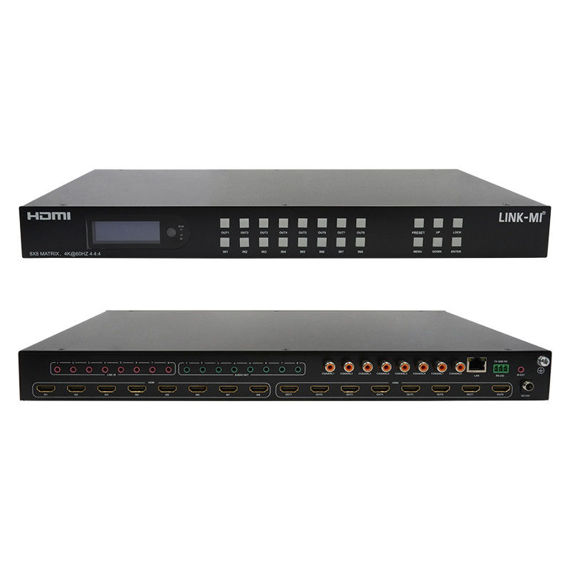 অ্যানালগ অডিও এক্সট্রাকশন সাপোর্ট সহ 8x8 HDMI ম্যাট্রিক্স 4 কে এইচডিএমআই সুইচার 18 গিগাবাইট / সেকেন্ড এইচডিআর