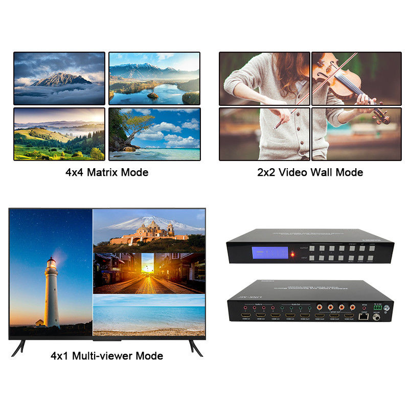 60Hz 4X4 4K ভিডিও ওয়াল কন্ট্রোলার 4X1 2x2 টিভি ওয়াল কন্ট্রোলার সিমলেস ম্যাট্রিক্স সুইচ