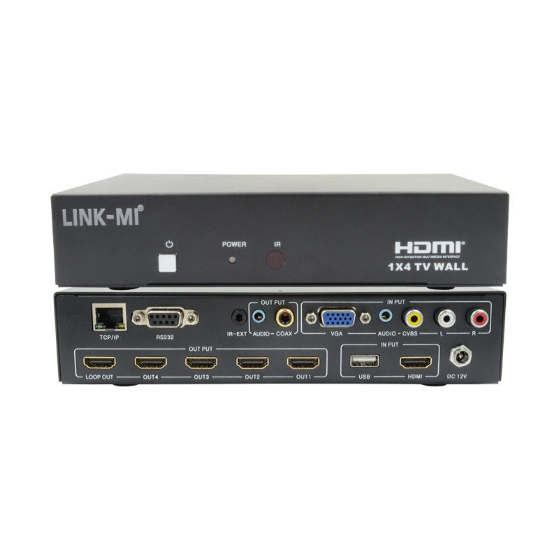 LM-TV04L HDMI 1x4 টিভি ওয়াল সমর্থন CVBS/VGA/HDMI/USB প্লে ইনপুট উত্স