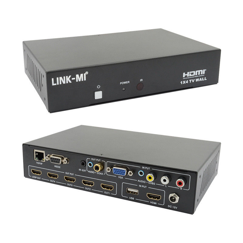 LM-TV04L HDMI 1x4 টিভি ওয়াল সমর্থন CVBS/VGA/HDMI/USB প্লে ইনপুট উত্স