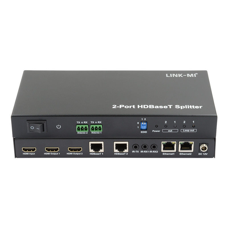 100m 1x2 HDBaseT স্প্লিটার HDCP2.2 সম্মতি POC ইথারনেট এবং RS232 পাস মাধ্যমে