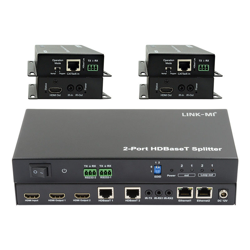 100m 1x2 HDBaseT স্প্লিটার HDCP2.2 সম্মতি POC ইথারনেট এবং RS232 পাস মাধ্যমে