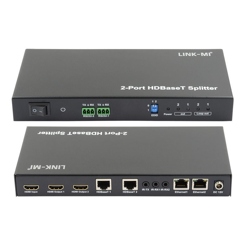 100m 1x2 HDBaseT স্প্লিটার HDCP2.2 সম্মতি POC ইথারনেট এবং RS232 পাস মাধ্যমে