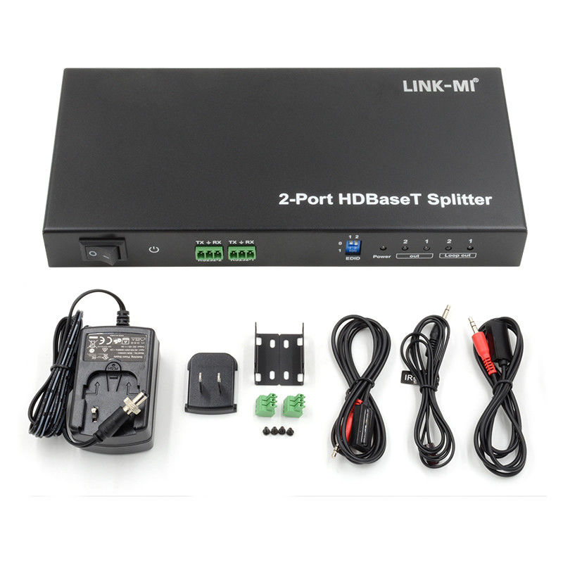 100m 1x2 HDBaseT স্প্লিটার HDCP2.2 সম্মতি POC ইথারনেট এবং RS232 পাস মাধ্যমে