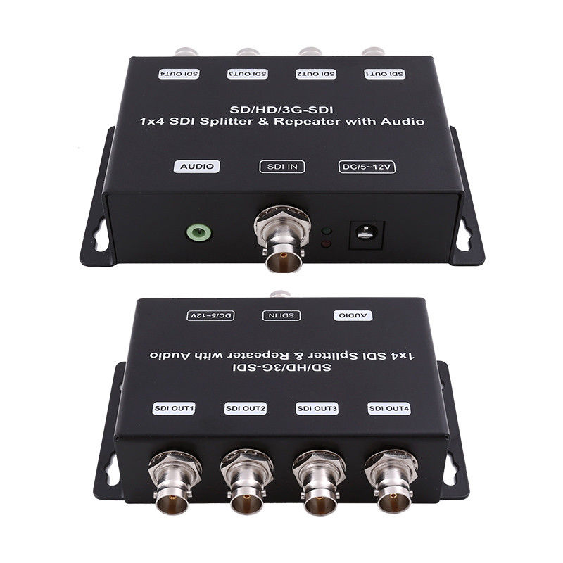 HD/SD-SDI 1 থেকে 4 ডিস্ট্রিবিউশন এম্প্লিফায়ার রিপিটার অডিও 75 ওহ্ম আউটপুট প্রতিবন্ধকতা সহ