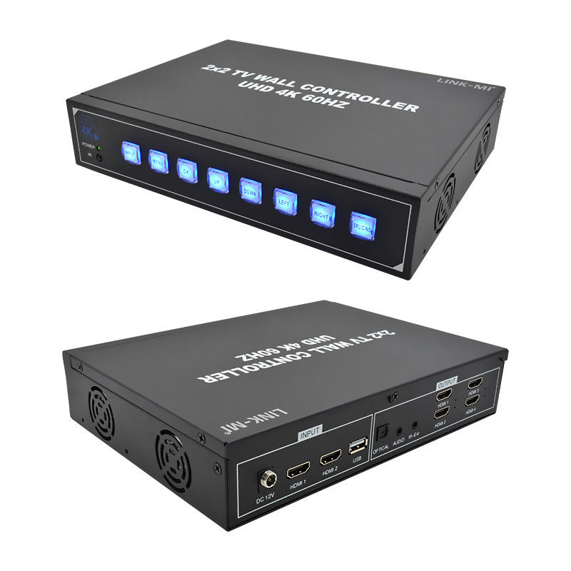 4K60 2x2 ভিডিও ওয়াল কন্ট্রোলার 4 স্প্লাইসিং টিভিগুলির জন্য সমর্থন 1x2 1x3 1x4 4x1 3x1 2x1 ইউএইচডি টিভি ওয়াল প্রসেসর