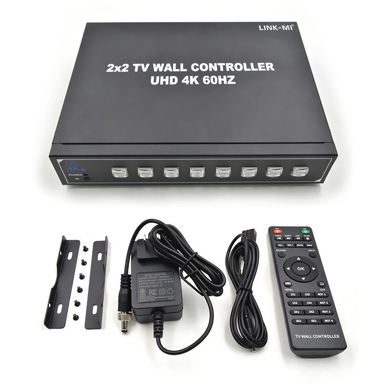 4K60 2x2 ভিডিও ওয়াল কন্ট্রোলার 4 স্প্লাইসিং টিভিগুলির জন্য সমর্থন 1x2 1x3 1x4 4x1 3x1 2x1 ইউএইচডি টিভি ওয়াল প্রসেসর