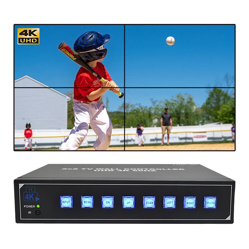 4K60 2x2 ভিডিও ওয়াল কন্ট্রোলার 4 স্প্লাইসিং টিভিগুলির জন্য সমর্থন 1x2 1x3 1x4 4x1 3x1 2x1 ইউএইচডি টিভি ওয়াল প্রসেসর
