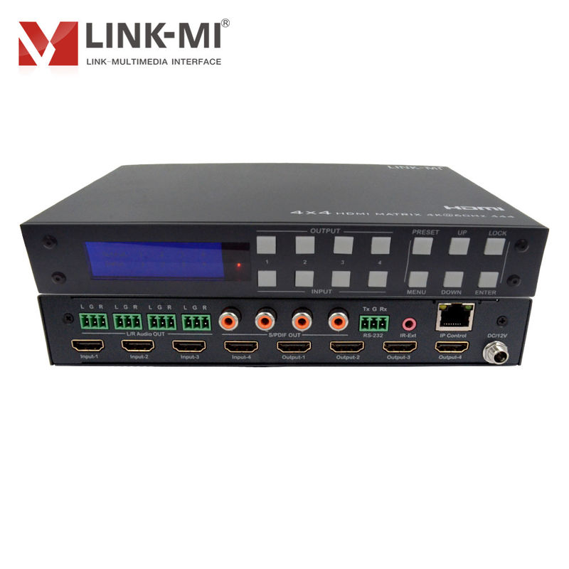 4x4 HDMI2.0b ম্যাট্রিক্স 3D ভিডিও 7.1 DTS ডলবি ডিজিটাল মেটাল চ্যাসি HDMI সুইচ HDCP22